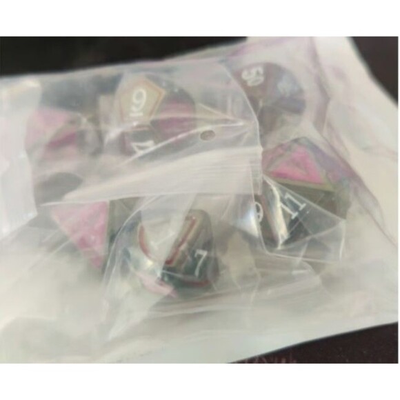 Metal Dice Purple /Black, 7 Piece, Polyhedral Set For Table Top Gaming DND - Picture 7 of 7